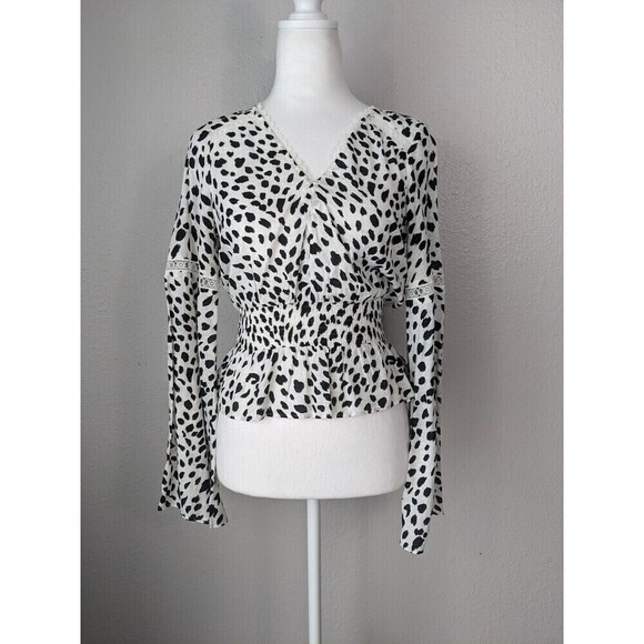 Express Tops - Express Black and White Ruffle Lace Top XS Blouse